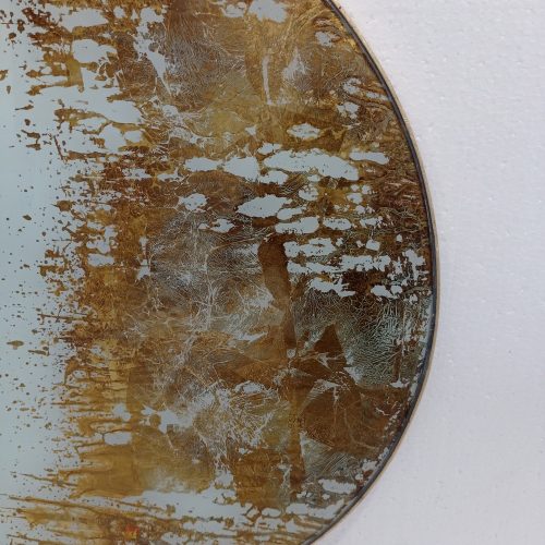 Round Eglomise Gold White Mirror Artisan Handmade Indonesia – Artisan eglomise mirror silver eglomise glass handcrafted in Indonesia