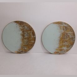 Round Eglomise Gold White Mirror