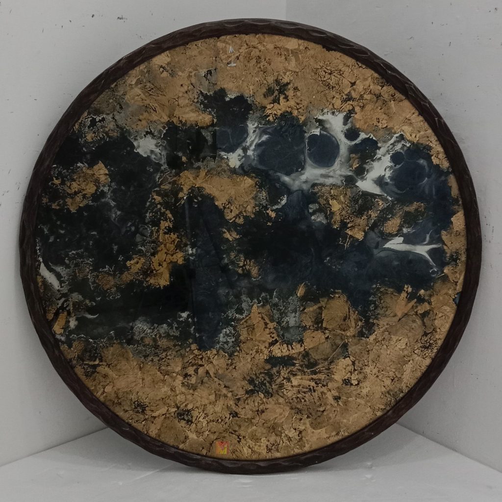 Round Eglomise Wall Mirror Decor Frame Metal Gold Classic Handmade Indonesia – Handcrafted eglomise mirror silver eglomise glass handcrafted in Indonesia