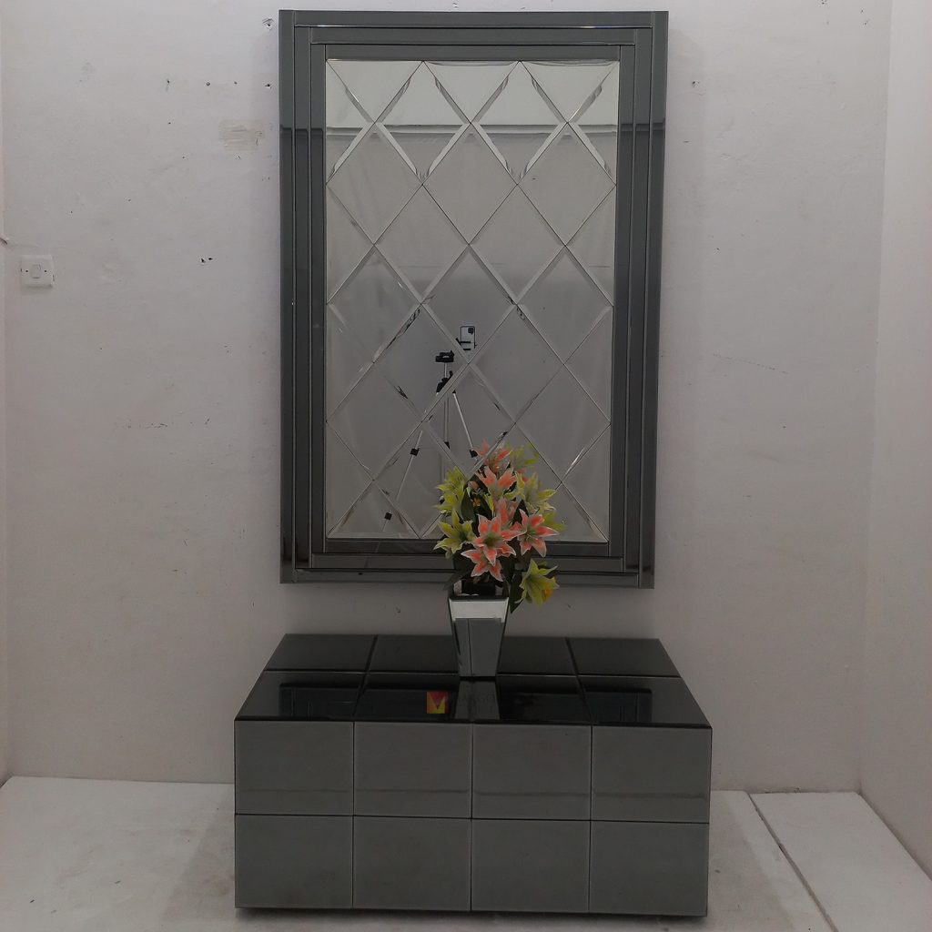 Bevel Wall Mirror Gray Frame – Premium decorative mirror mirror premium quality glass with ornate frame handcrafted in Indonesia