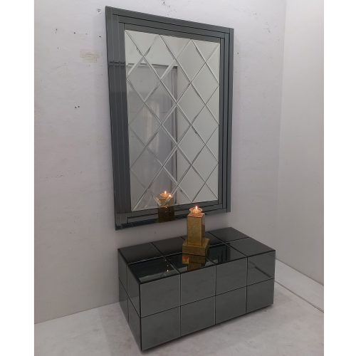 Bevel Wall Mirror Gray Frame – Elegant decorative mirror mirror premium quality glass with ornate frame handcrafted in Indonesia