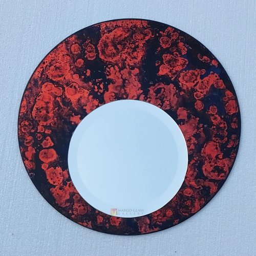Modern Red Round Mirror Stone Style – Elegant decorative mirror mirror premium quality glass with ornate frame handcrafted in Indonesia