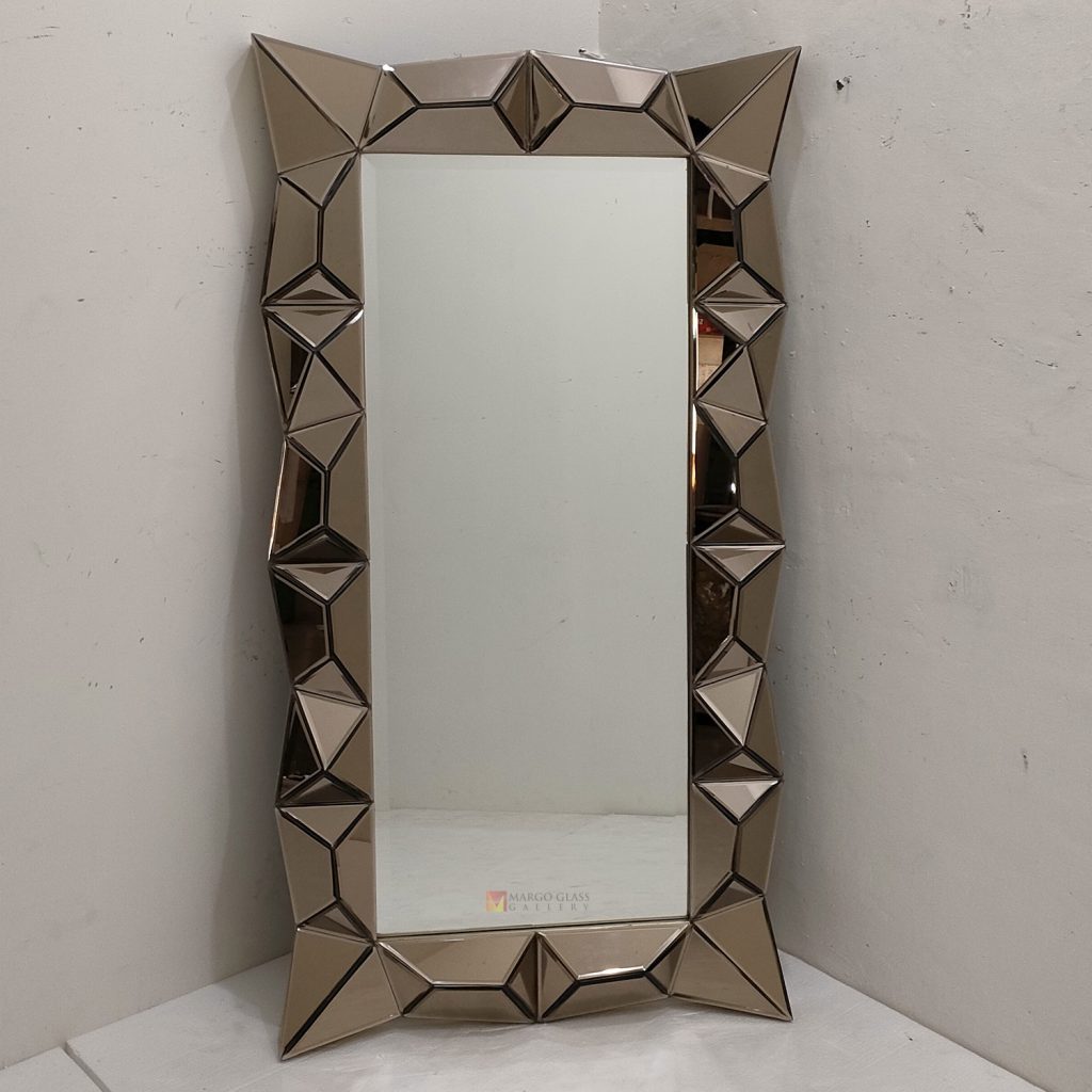 Recta 3D Wall Mirror Brown – Elegant decorative mirror mirror premium quality glass with ornate frame handcrafted in Indonesia