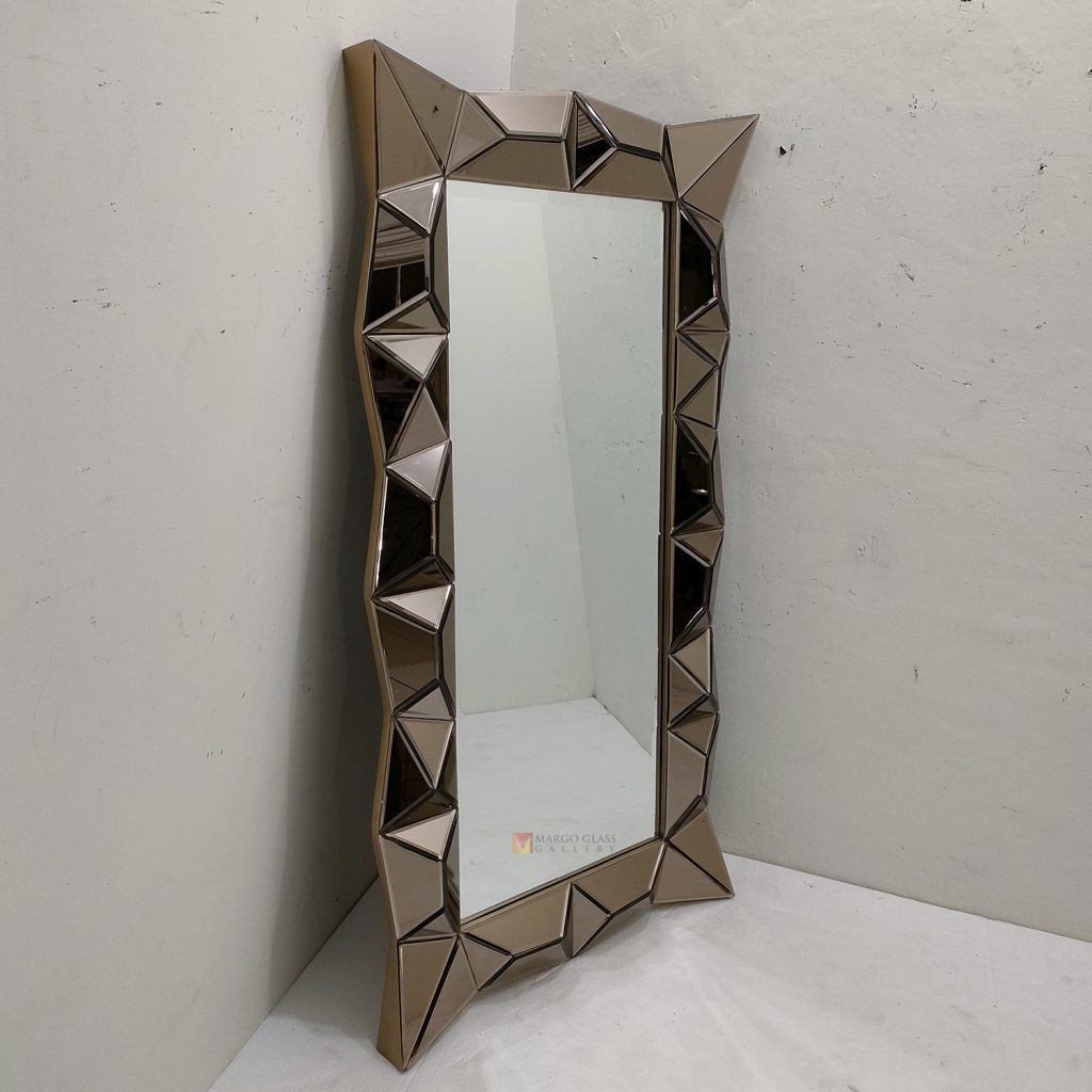 Recta 3D Wall Mirror Brown – Classic decorative mirror mirror premium quality glass with ornate frame handcrafted in Indonesia