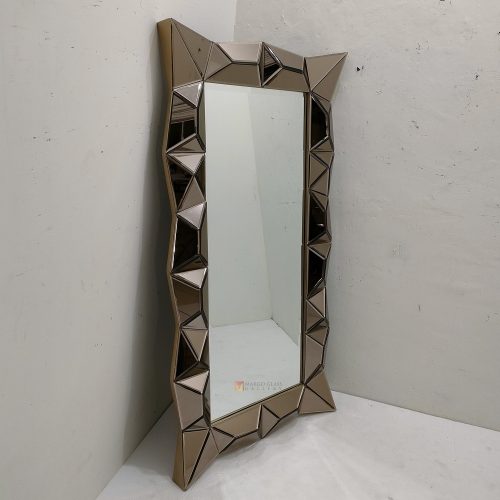 Recta 3D Wall Mirror Brown – Classic decorative mirror mirror premium quality glass with ornate frame handcrafted in Indonesia