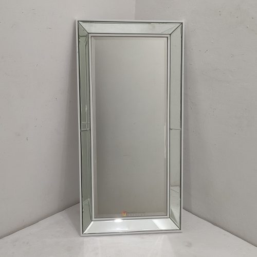 Rectangular Mirror White Beaded MG 004848