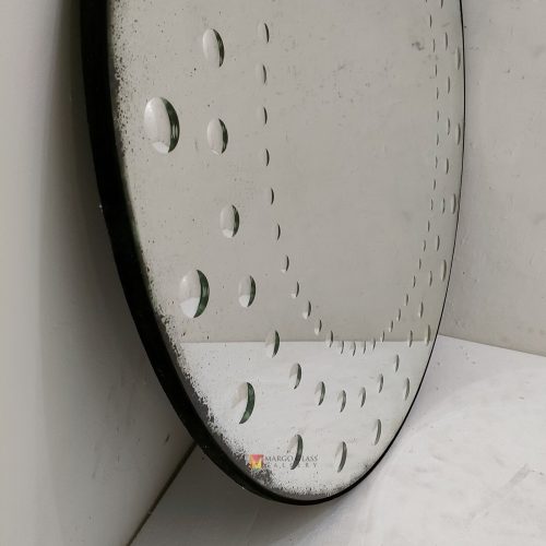 Antique Round Wall Mirror Bubble – Artisan antique bubble mirror antique glass with ornate silver frame handcrafted in Indonesia