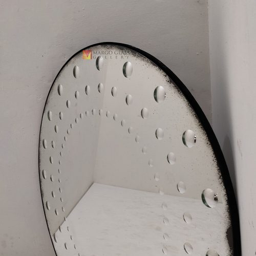 Antique Round Wall Mirror Bubble – Luxury antique bubble mirror antique glass with ornate silver frame handcrafted in Indonesia