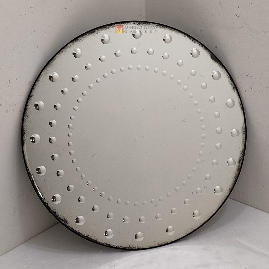 Antique Round Wall Mirror Bubble – Premium antique bubble mirror antique glass with ornate silver frame handcrafted in Indonesia