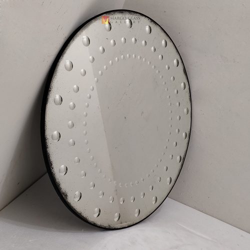 Antique Round Wall Mirror Bubble – Elegant antique bubble mirror antique glass with ornate silver frame handcrafted in Indonesia