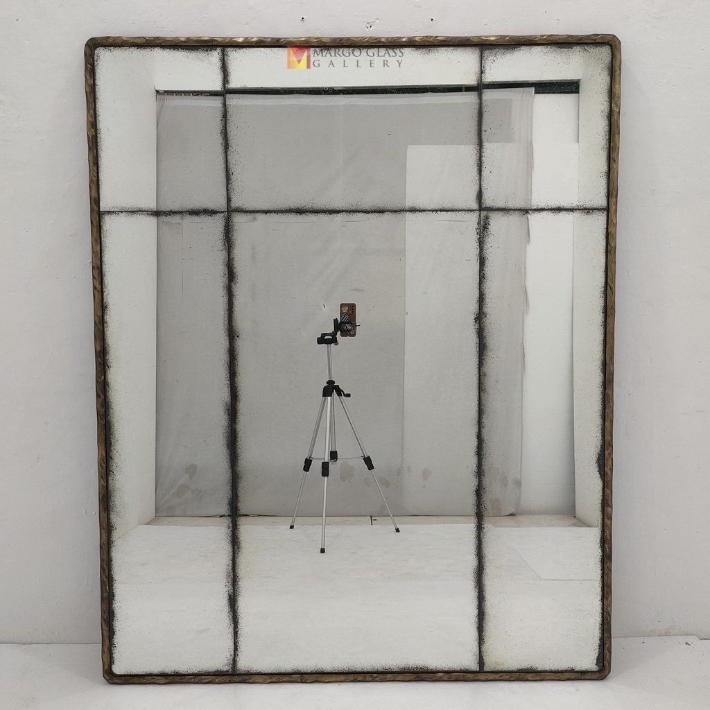 Antique Rectangular Gold Beaded Mirror – Luxury antique beaded mirror antique glass with beaded silver frame handcrafted in Indonesia