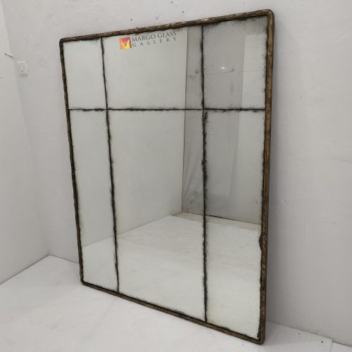 Antique Rectangular Gold Beaded Mirror – Elegant antique beaded mirror antique glass with beaded silver frame handcrafted in Indonesia