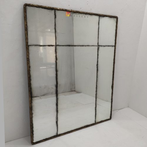 Antique Rectangular Gold Beaded Mirror – Classic antique beaded mirror antique glass with beaded silver frame handcrafted in Indonesia