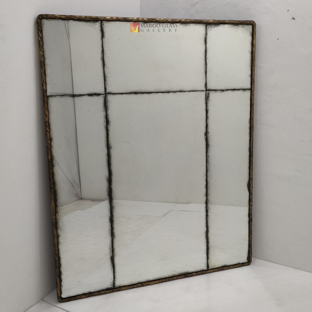 Antique Rectangular Gold Beaded Mirror – Artisan antique beaded mirror antique glass with beaded silver frame handcrafted in Indonesia