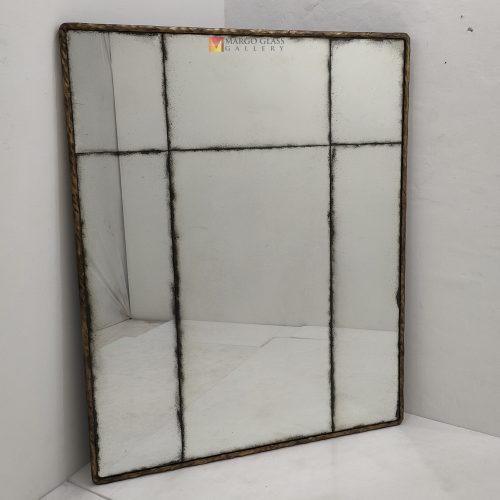 Antique Rectangular Gold Beaded Mirror – Artisan antique beaded mirror antique glass with beaded silver frame handcrafted in Indonesia