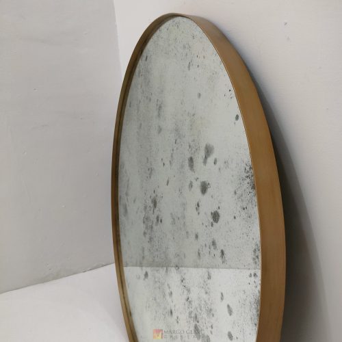 Antique Round Gold Beaded Mirror – Handcrafted antique beaded mirror antique glass with beaded silver frame handcrafted in Indonesia