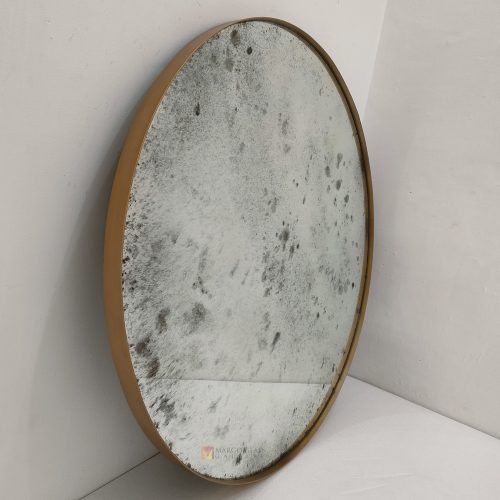 Antique Round Gold Beaded Mirror – Premium antique beaded mirror antique glass with beaded silver frame handcrafted in Indonesia