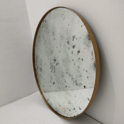 Antique Round Gold Beaded Mirror – Artisan antique beaded mirror antique glass with beaded silver frame handcrafted in Indonesia