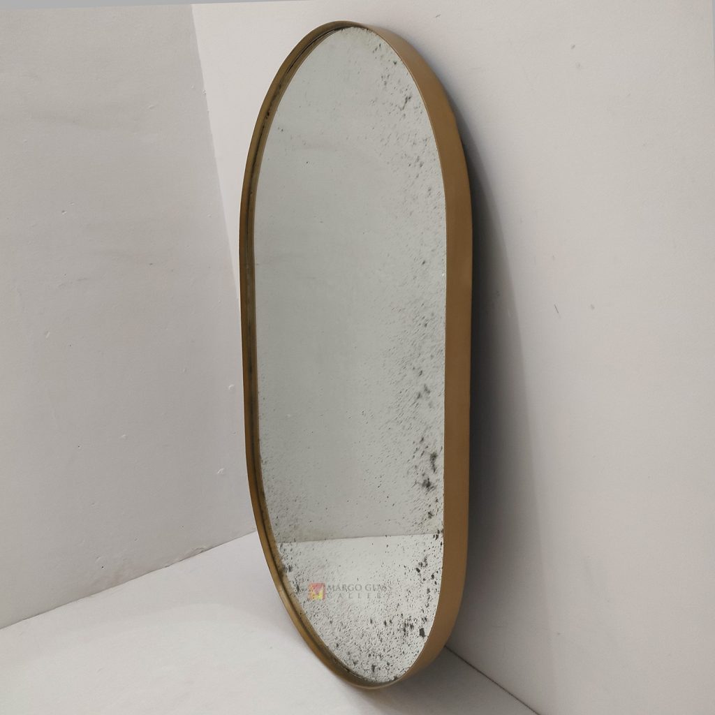 Large Antique Oval Wall Mirro – Luxury antique mirror antique glass with gold frame handcrafted in Indonesia