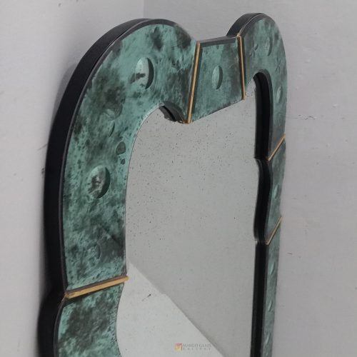Antique Mirror Green Frame – Premium antique mirror antique glass with gold frame handcrafted in Indonesia