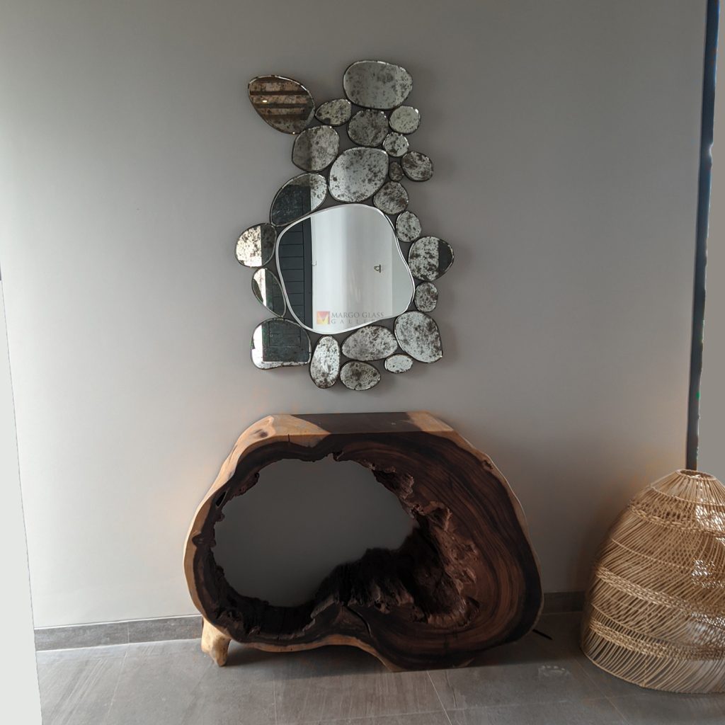 Stone Antique Mirror Decor – Artisan antique mirror antique glass with gold frame handcrafted in Indonesia