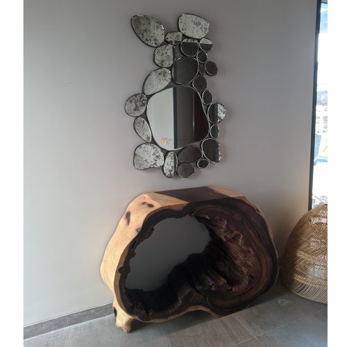 Stone Antique Mirror Decor – Handcrafted antique mirror antique glass with gold frame handcrafted in Indonesia