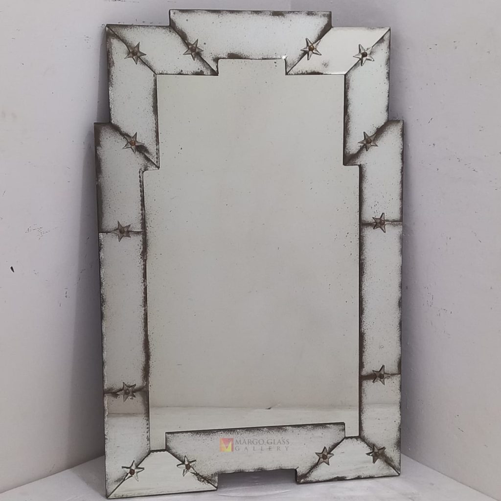 Large Silver Antique Wall Mirror – Luxury antique mirror antique glass with gold frame handcrafted in Indonesia