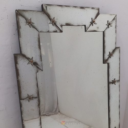 Large Silver Antique Wall Mirror – Artisan antique mirror antique glass with gold frame handcrafted in Indonesia