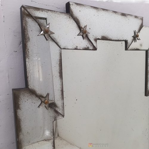 Large Silver Antique Wall Mirror – Handcrafted antique mirror antique glass with gold frame handcrafted in Indonesia