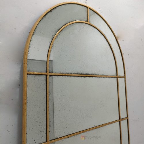 MG 014519 Antique Wall Mirror Tiara 220 x 100 cm – Handcrafted antique mirror antique glass with gold frame handcrafted in Indonesia