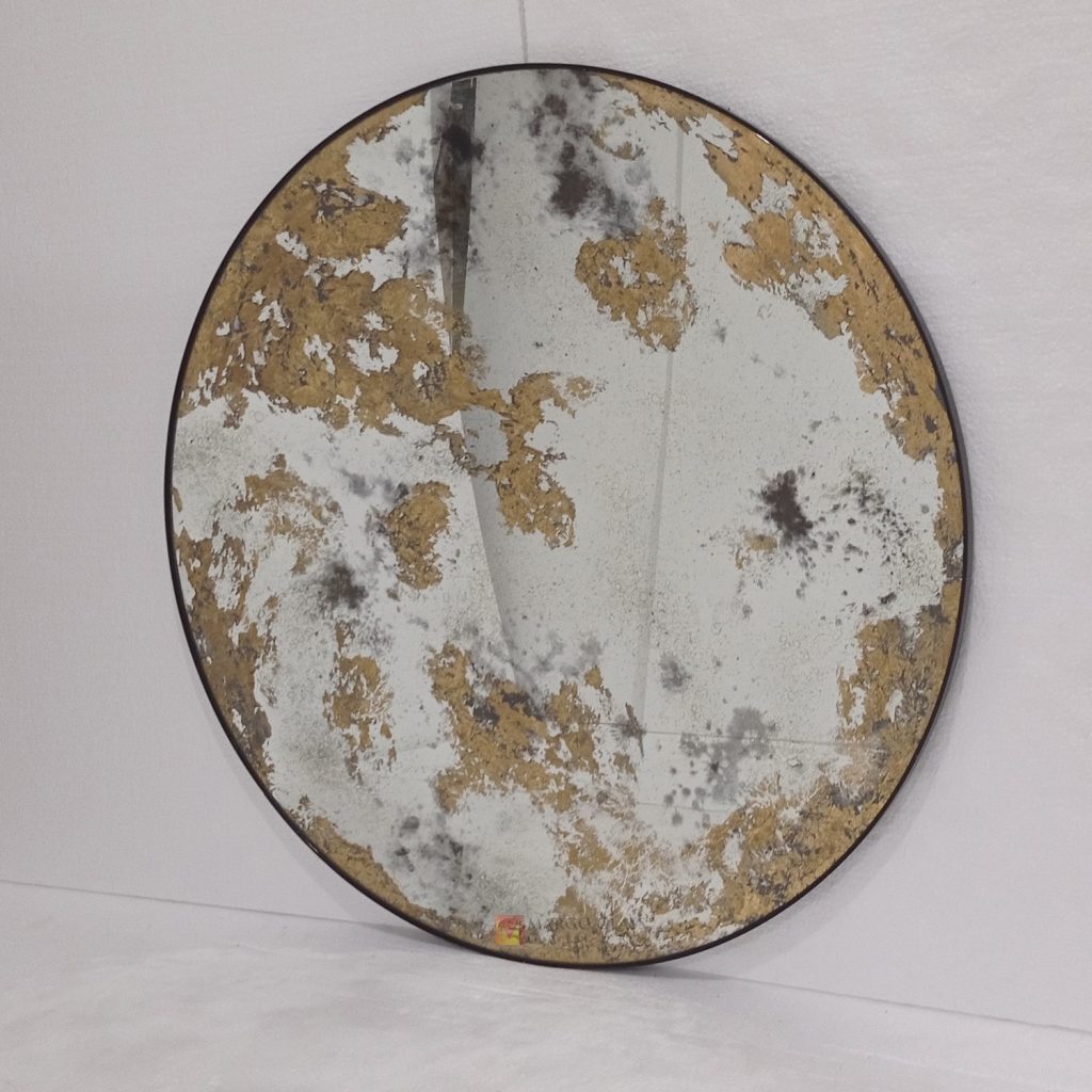 Antique Round Gold Mirror Luxury Handmade Indonesia – Elegant antique mirror antique glass with gold frame handcrafted in Indonesia