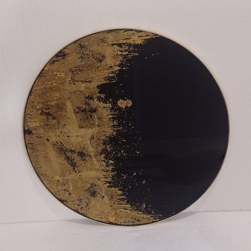 Round Eglomise Black Gold Mirror MG 018065