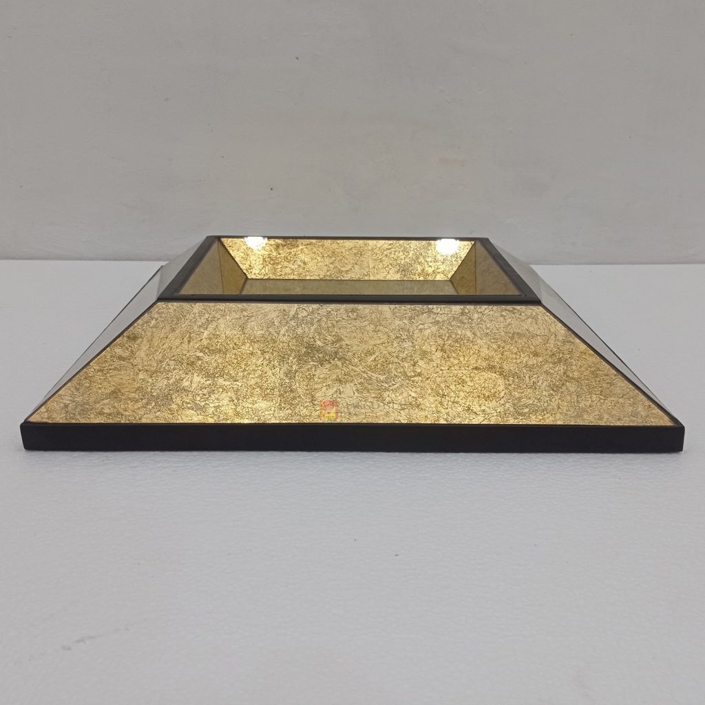 Square 3D Gold Eglomise Mirror Elegant Handmade Indonesia – Elegant square 3D eglomise mirror silver eglomise glass handcrafted in Indonesia