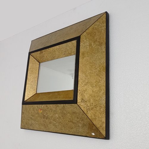 Square 3D Gold Eglomise Mirror Handcrafted Handmade Indonesia – Handcrafted square 3D eglomise mirror silver eglomise glass handcrafted in Indonesia