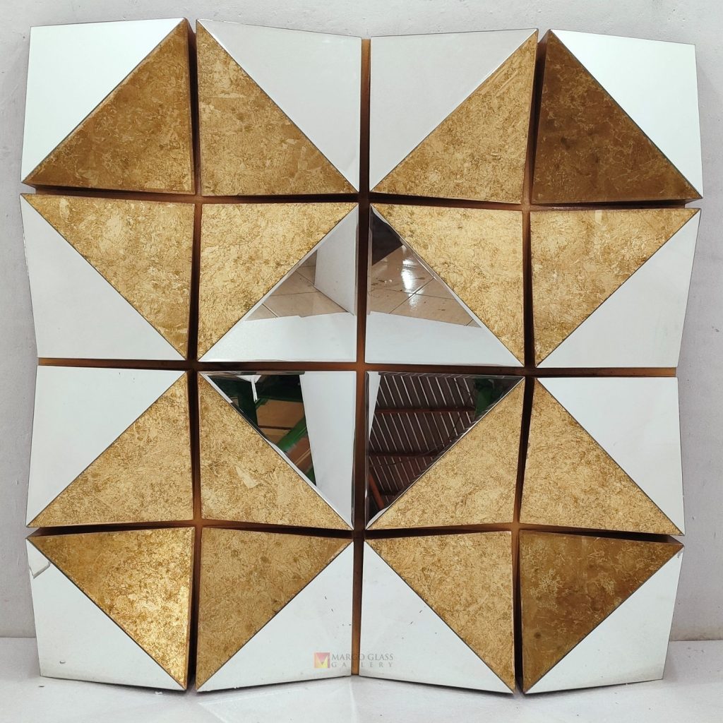Square 3D Eglomise Wall Mirror Premium Handmade Indonesia – Premium square 3D eglomise mirror silver eglomise glass handcrafted in Indonesia