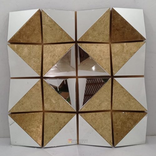 Square 3D Eglomise Wall Mirror Elegant Handmade Indonesia – Elegant square 3D eglomise mirror silver eglomise glass handcrafted in Indonesia
