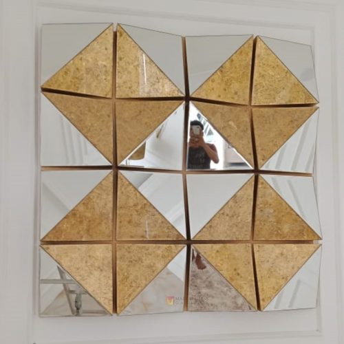 Square 3D Eglomise Wall Mirror Artisan Handmade Indonesia – Artisan square 3D eglomise mirror silver eglomise glass handcrafted in Indonesia