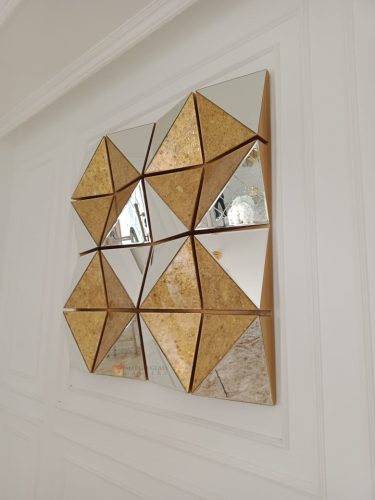 Square 3D Eglomise Wall Mirror Luxury Handmade Indonesia – Luxury square 3D eglomise mirror silver eglomise glass handcrafted in Indonesia