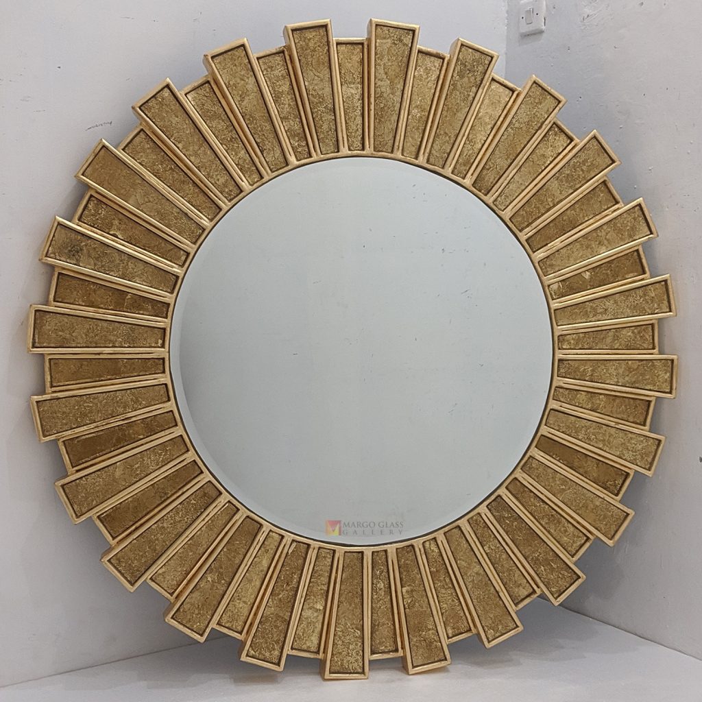 Sunburn Verre Eglomise Wall Mirror Elegant Handmade Indonesia – Artisan round sunburn eglomise mirror silver eglomise glass handcrafted in Indonesia