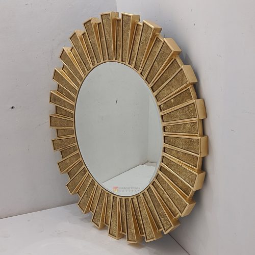 Sunburn Verre Eglomise Wall Mirror Luxury Handmade Indonesia – Elegant round sunburn eglomise mirror silver eglomise glass handcrafted in Indonesia