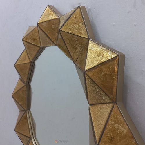 Round Wall Mirror Gold 3D Premium Handmade Indonesia – Classic decorative mirror mirror premium quality glass with ornate frame handcrafted in Indonesia