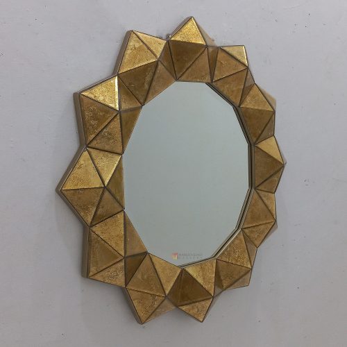 Round Wall Mirror Gold 3D Elegant Handmade Indonesia – Artisan decorative mirror mirror premium quality glass with ornate frame handcrafted in Indonesia