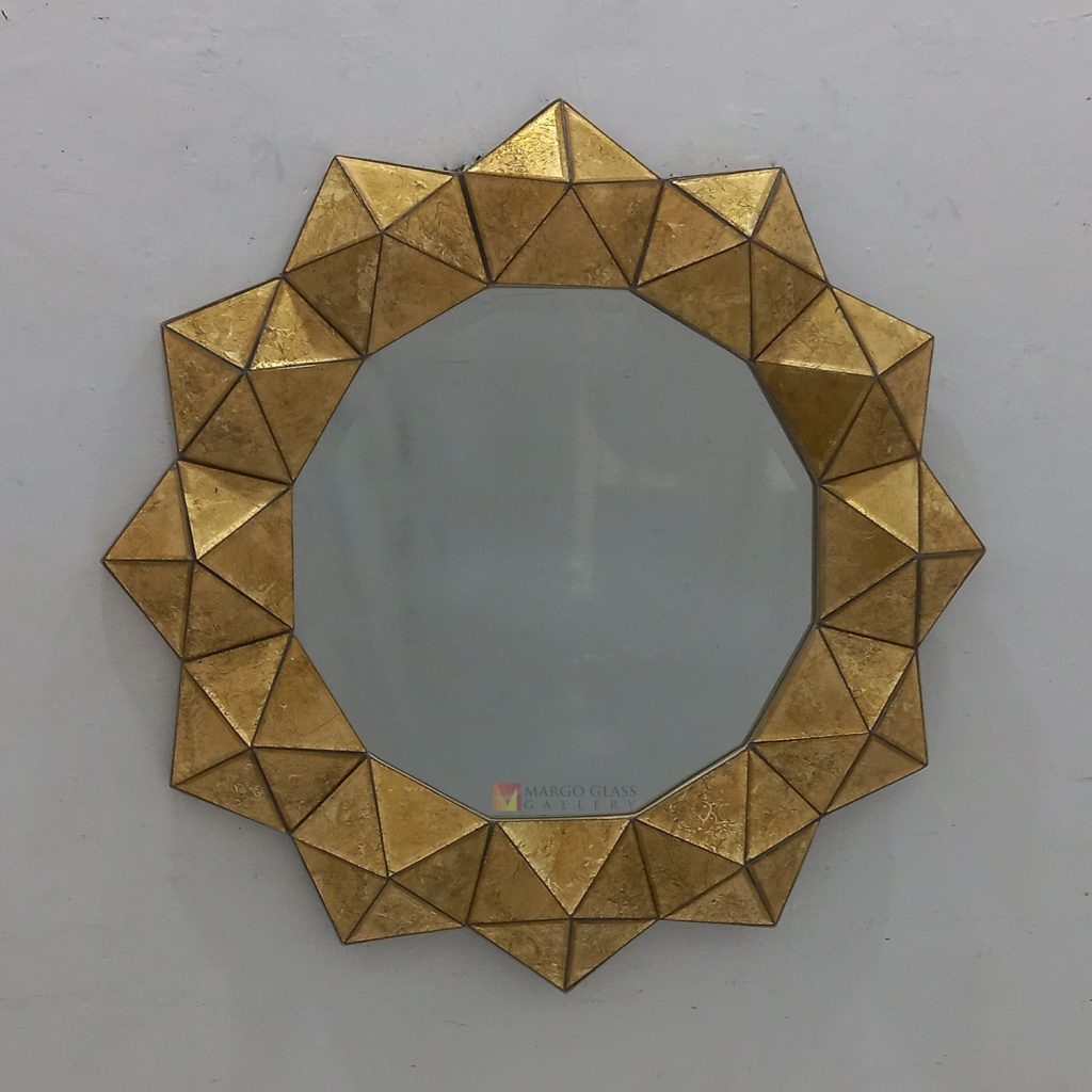 Round Wall Mirror Gold 3D Classic Handmade Indonesia – Handcrafted decorative mirror mirror premium quality glass with ornate frame handcrafted in Indonesia