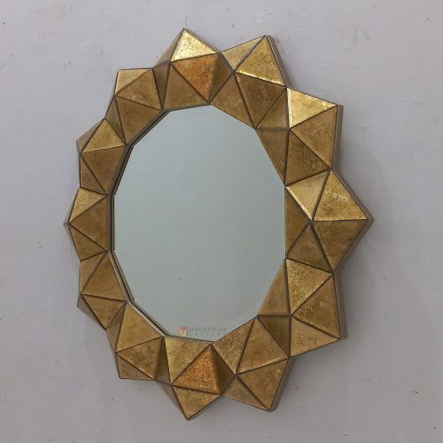 Round Wall Mirror Gold 3D Artisan Handmade Indonesia – Luxury decorative mirror mirror premium quality glass with ornate frame handcrafted in Indonesia