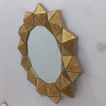 Round Wall Mirror Gold 3D