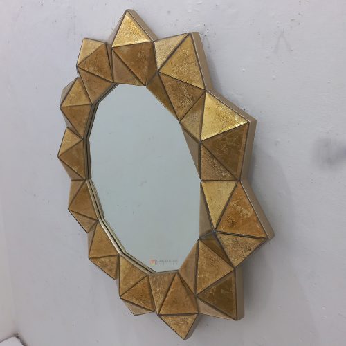Round Wall Mirror Gold 3D Handcrafted Handmade Indonesia – Premium decorative mirror mirror premium quality glass with ornate frame handcrafted in Indonesia