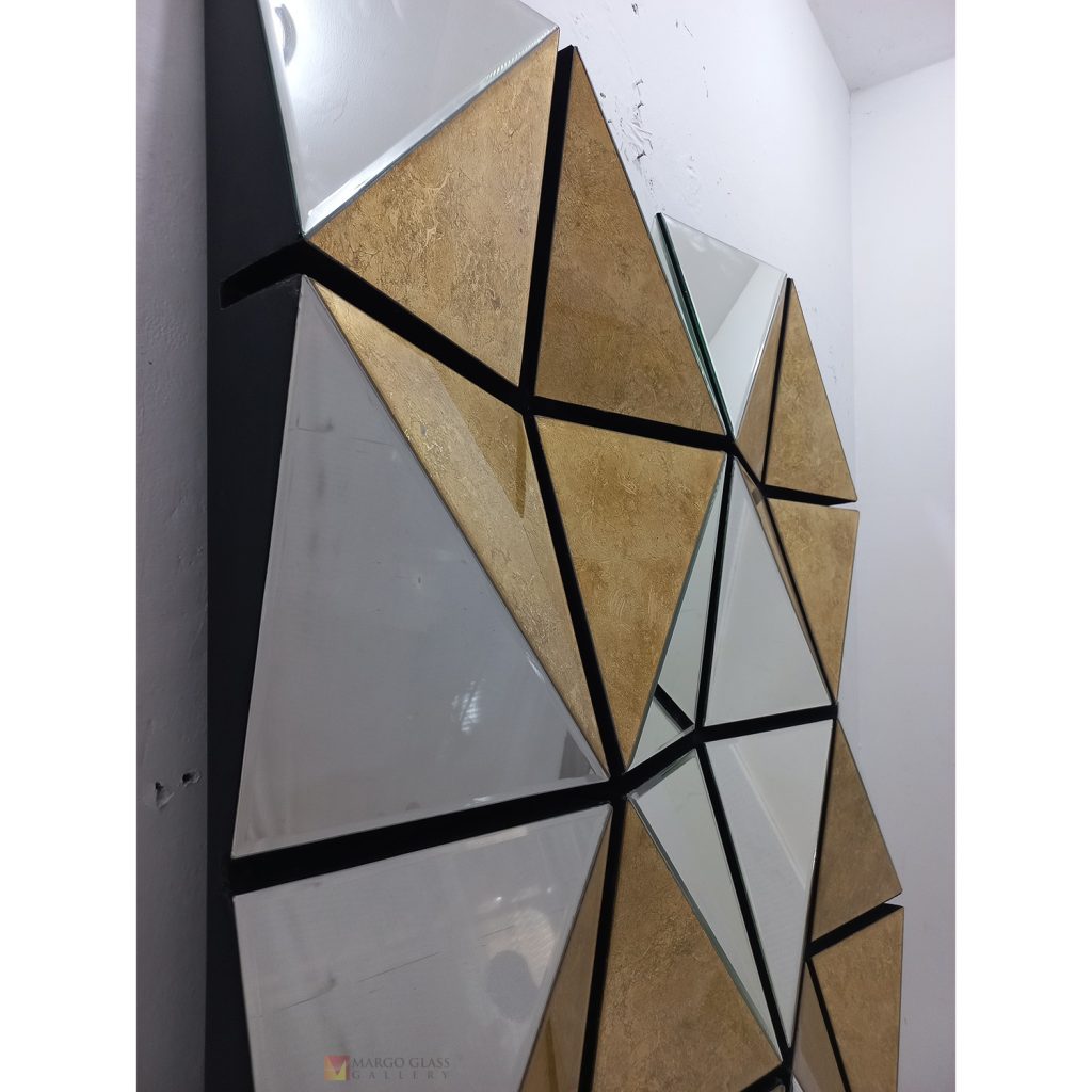 Rectangular Wall Mirror 3D Silver Eglomise Handcrafted Handmade Indonesia – Premium eglomise mirror silver eglomise glass handcrafted in Indonesia