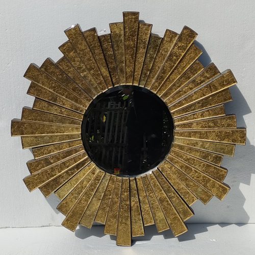 Verre Eglomise Round Mirror Sunburn Elegant Handmade Indonesia – Artisan round sunburn eglomise mirror silver eglomise glass handcrafted in Indonesia