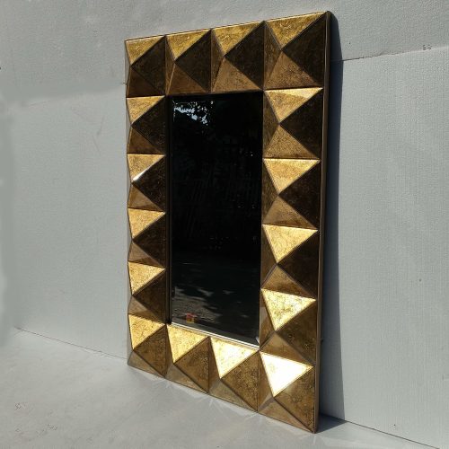 Rectangular Pyramid Verre Eglomise Mirror 3D Luxury Handmade Indonesia – Elegant eglomise mirror silver eglomise glass handcrafted in Indonesia