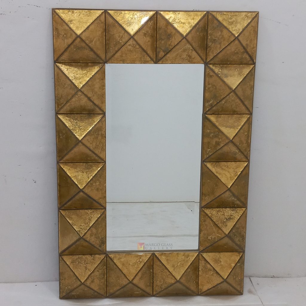 Rectangular Pyramid Verre Eglomise Mirror 3D Elegant Handmade Indonesia – Artisan eglomise mirror silver eglomise glass handcrafted in Indonesia